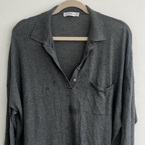 ZARA Long Sleeve Polo Sweater Shirt Grey, Size M